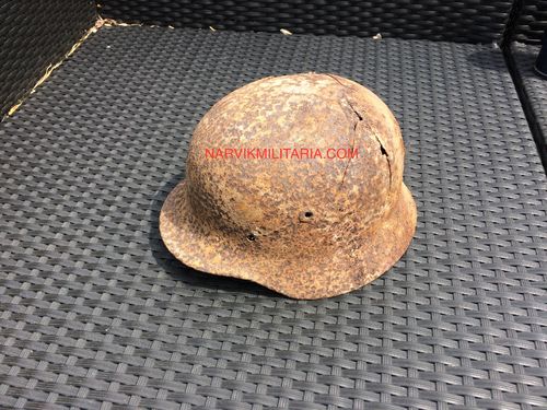 German dug-up helmet