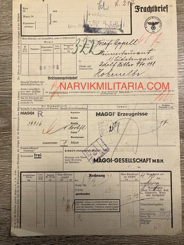 Shipping document Deutsche Reichsbahn